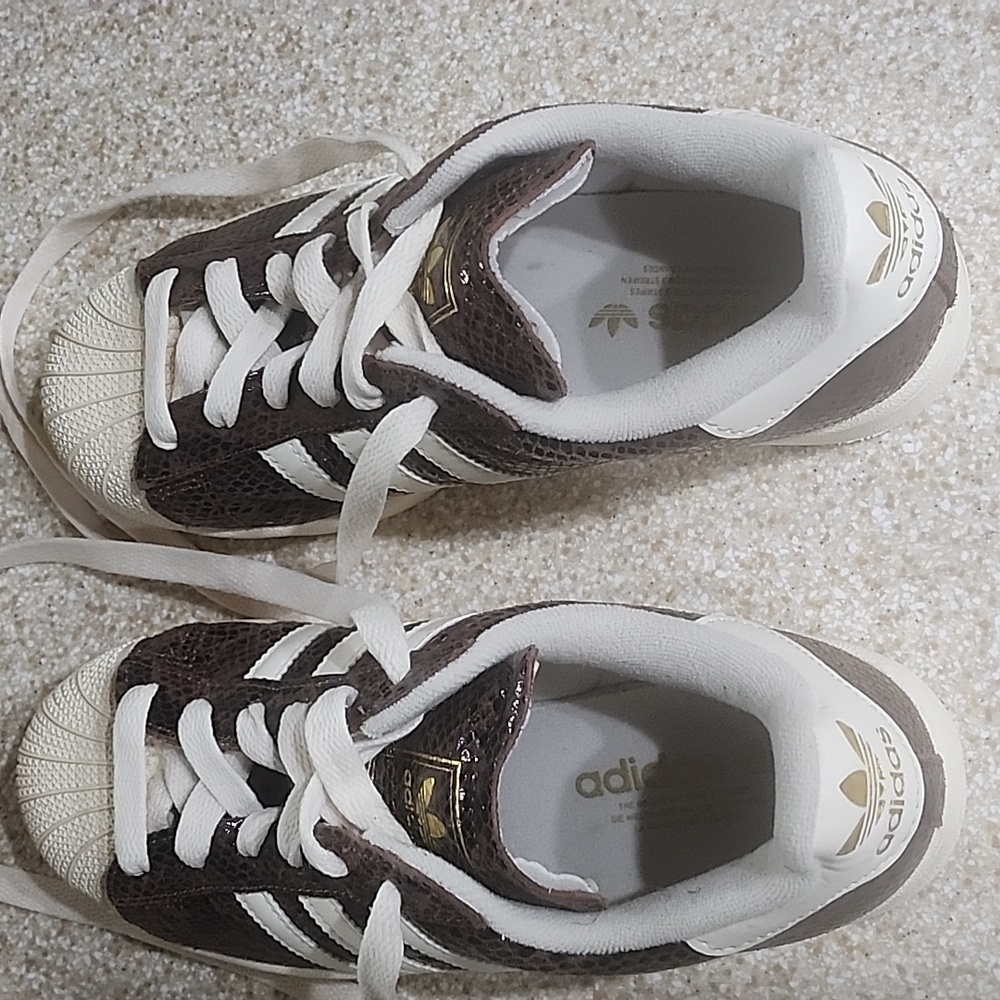 Adidas Superstar II Athletic Shoe Size 6 EUC Brown/Cream/Alumina Brown Snakeskin - Picture 14 of 16